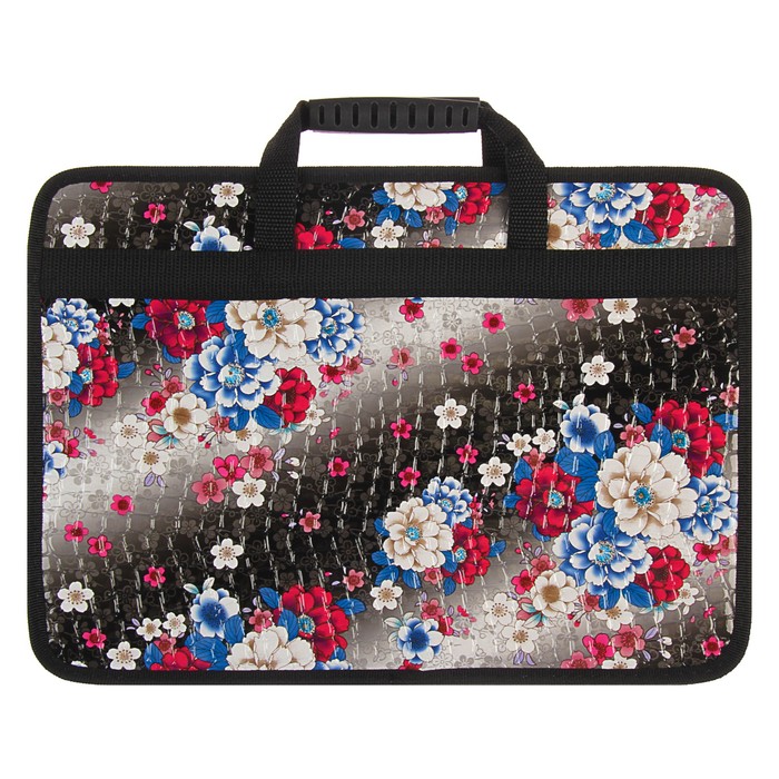 Папка с ручками текстиль А4 50мм 330*240 Канцбург 5С13 "Гатчина" 5136960 Цветы на черном