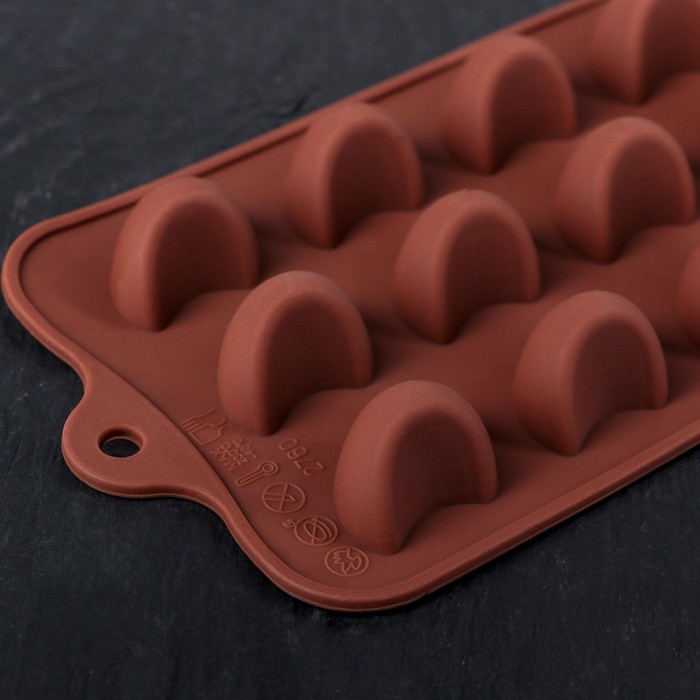 Форма для льда и шоколада, 15 ячеек, 21,5х10,4х1,5 см "Полумесяц"
