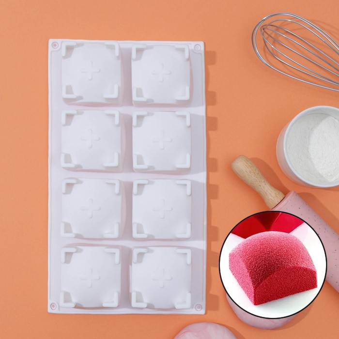 Форма для выпечки и муссовых "Квадро", 8 ячеек