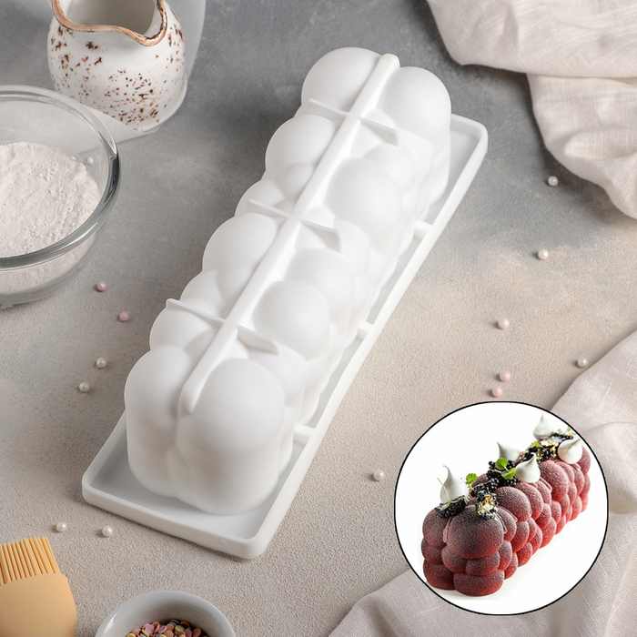 Форма для выпечки и муссовых десертов "Воздушные пузыри. Прямоугольная", цвет белый