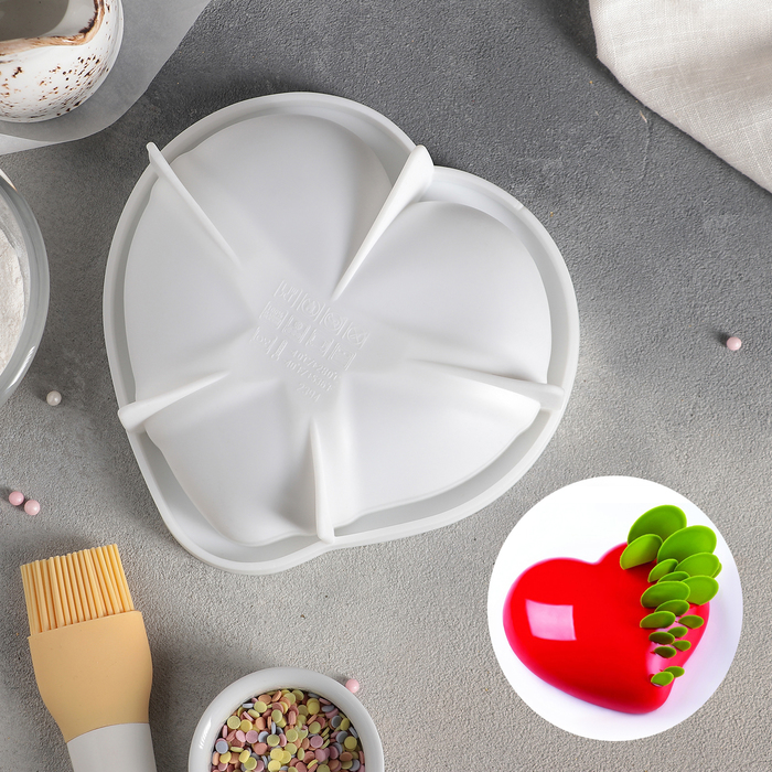 Форма для выпечки и муссовых десертов "Сердце малое", цвет белый
