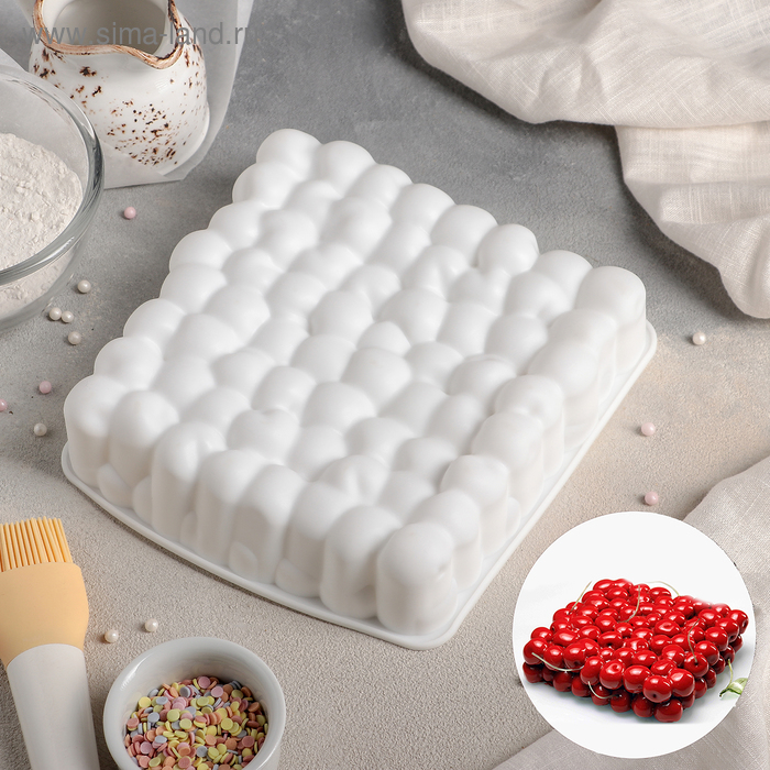 Форма для муссовых десертов и выпечки Доляна «Пузыри», 18,5×4,5 см, цвет белый форма силиконовая для муссовых десертов и выпечки доляна круг 18×5 см цвет белый