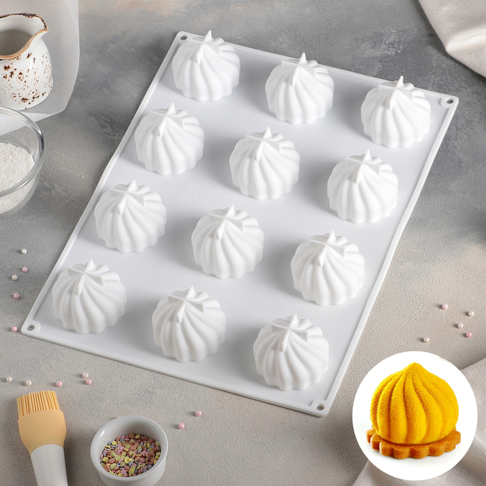 Форма для выпечки и муссовых десертов "Взбитые сливки", 12 ячеек, цвет черный