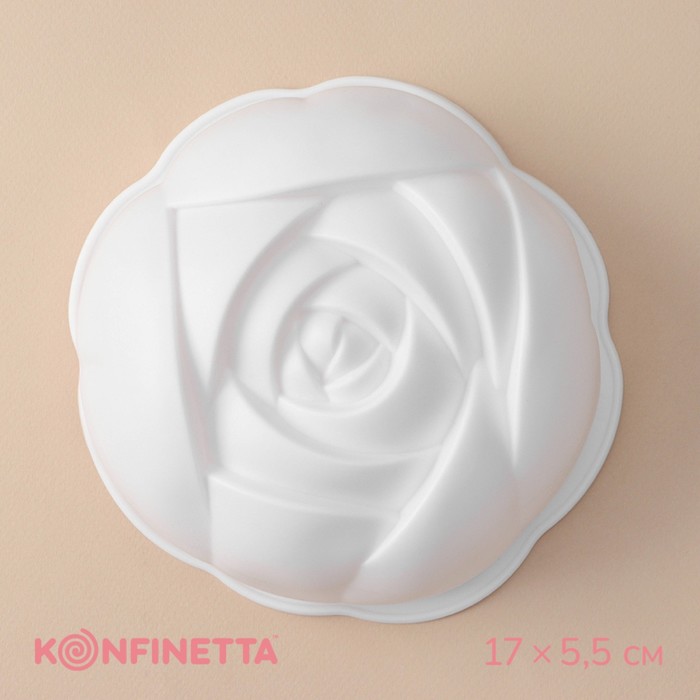Форма для муссовых десертов и выпечки KONFINETTA «Роза», 17×5,5 см, цвет белый форма силиконовая для муссовых десертов и выпечки konfinetta ромашка 22×4 5 см цвет белый