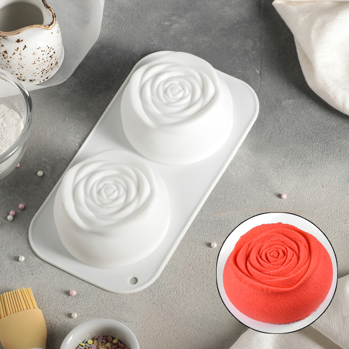 Форма для выпечки и муссовых десертов "Две розы", цвет белый