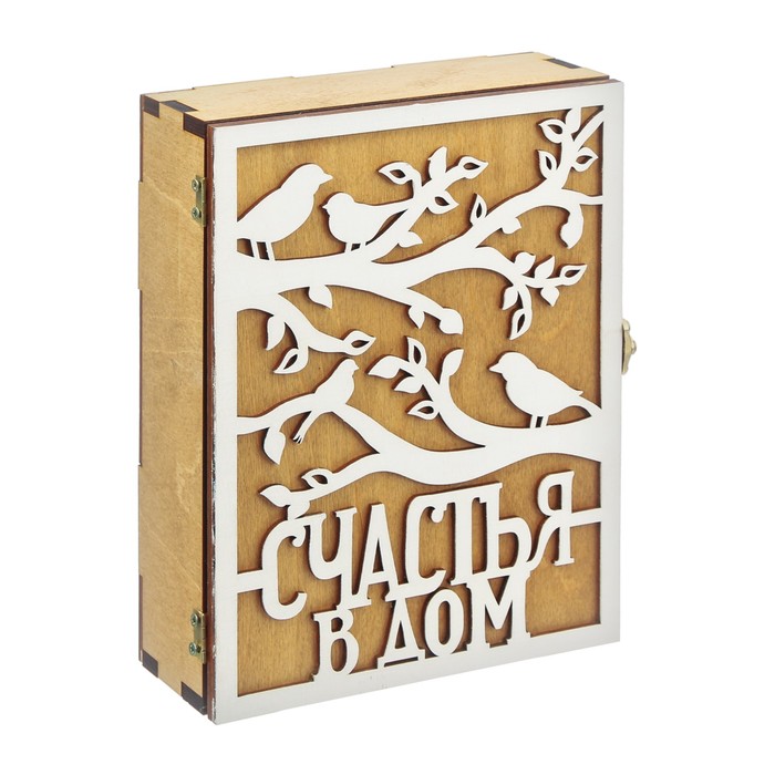 Ключница деревянная "Птицы на ветке"