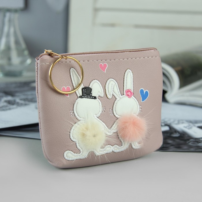 Кошелёк жен, отдел на молнии, кольцо, цвет сиреневый