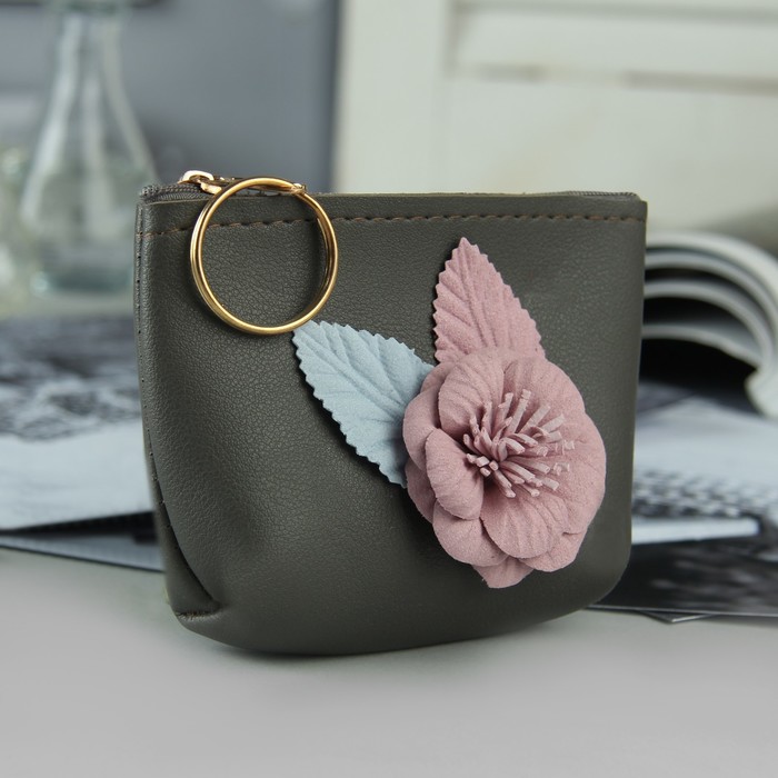 Кошелёк жен, отдел на молнии, кольцо, цвет чёрный