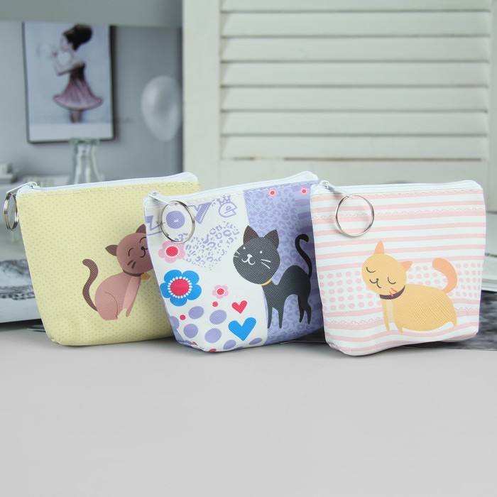 Кошелёк детский "Котики", отдел на молнии, МИКС