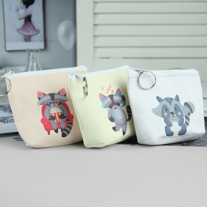 Кошелёк детский "Еноты", отдел на молнии, МИКС