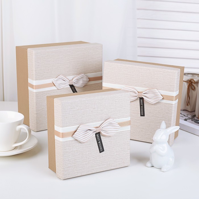 Набор коробок 3в1, 19,5 х 19,5 х 9,5 - 15,5 х 15,5 х 6,5 см