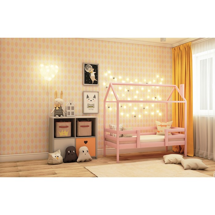 Кровать-домик №4, цвет розовый, спальное место 70 x 140 см