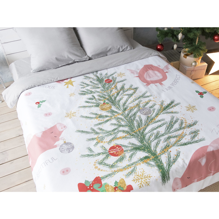 Постельное бельё "Этель" евро Sweety pig 200*215 см, 220*240 см, 70*70 см - 2 шт, поплин