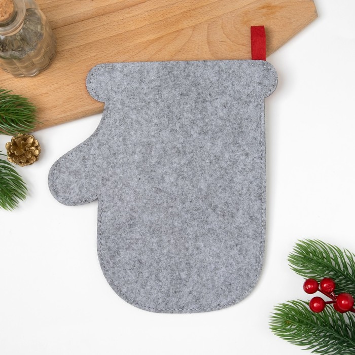 Набор "Доляна" Снежная зимушка,полотенце 44х72 см,лопатка 20х5 см,фетровая варежка14х22 см