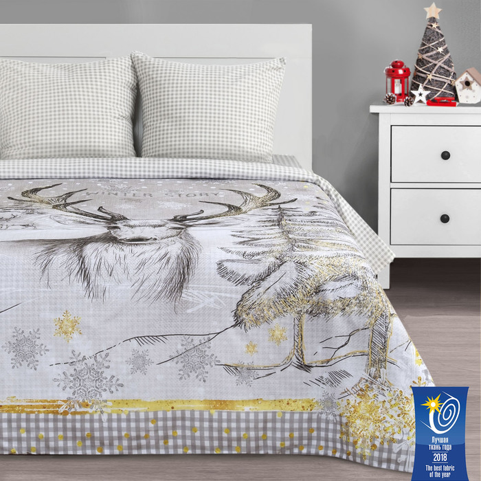 Постельное бельё "Этель" евро Winter story 200*215 см, 220*240 см, 70*70 см - 2 шт, поплин