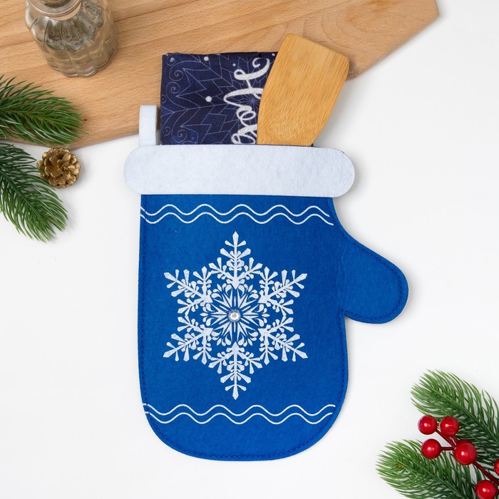 Набор "Доляна" Счастья в Новом Году,полотенце44х72см,лопатка20х5см,фетровая варежка14х22см