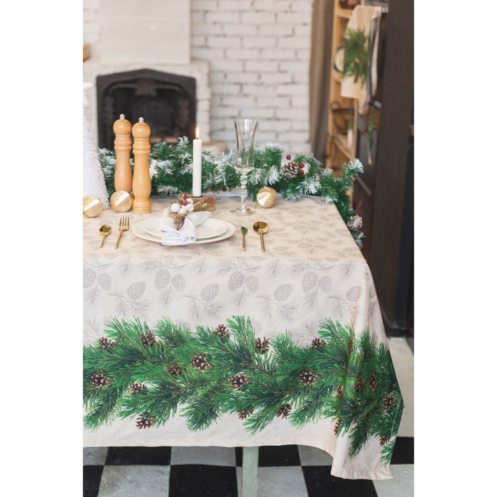 Набор "Доляна" Еловые ветви, полотенце 44х72 см, лопатка 20х5 см, фетровый носок 16х23 см