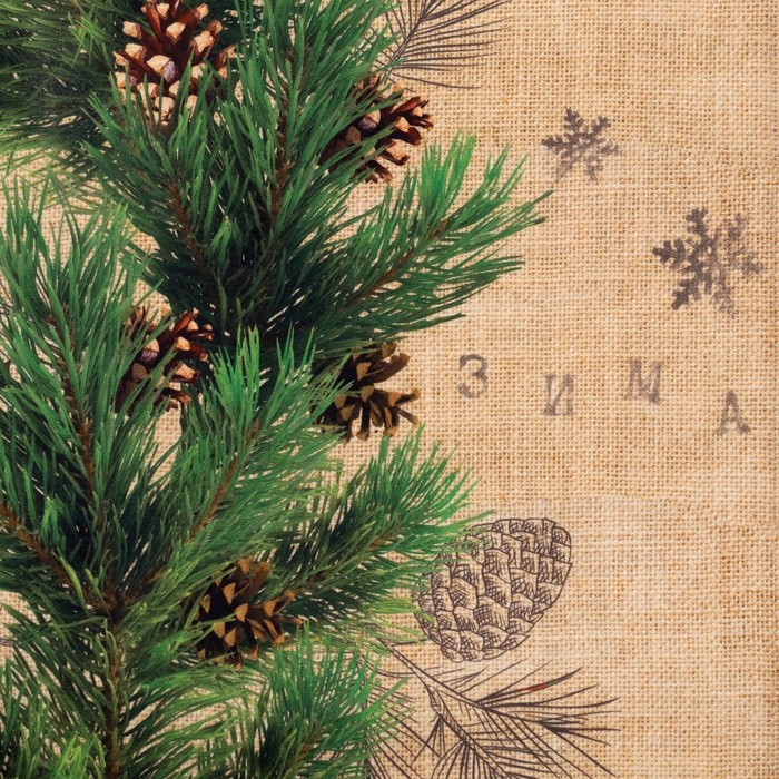 Набор "Доляна" Еловые ветви, полотенце 44х72 см, лопатка 20х5 см, фетровый носок 16х23 см