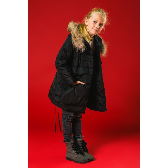 Куртка для девочки "Зима", рост 140-146 см, цвет чёрный