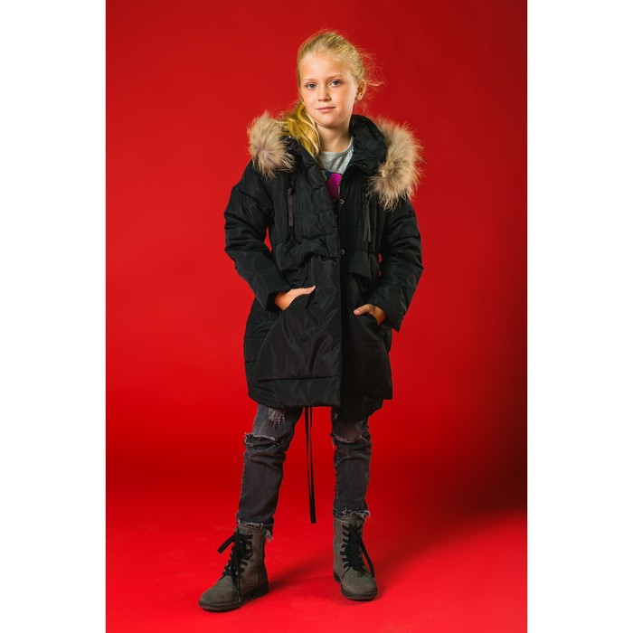 Куртка для девочки "Зима", рост 140-146 см, цвет чёрный