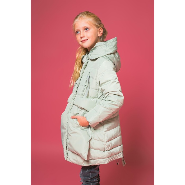 Куртка для девочки "Зима", рост 122-128 см, цвет серо-зелёный