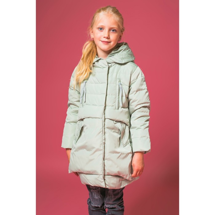 Куртка для девочки "Зима", рост 122-128 см, цвет серо-зелёный