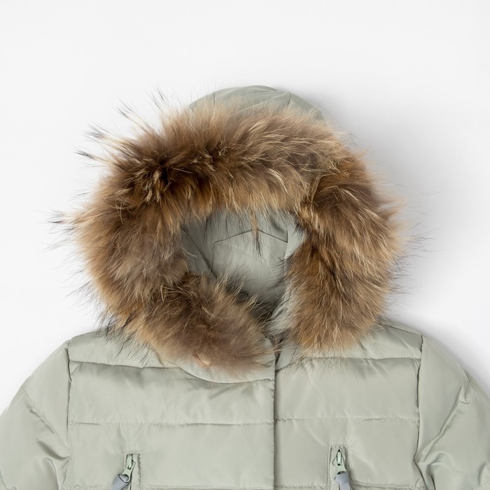 Куртка для девочки "Зима", рост 134-140 см, цвет серо-зелёный