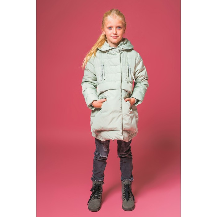 Куртка для девочки "Зима", рост 134-140 см, цвет серо-зелёный