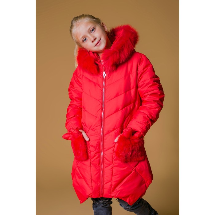 Куртка для девочки "Милашка", рост 122-128 см, цвет красный