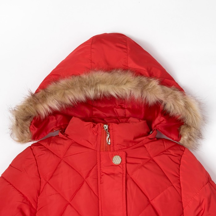 Куртка удлиненная для девочки "Золотые пуговки", рост 116-122 см, цвет красный