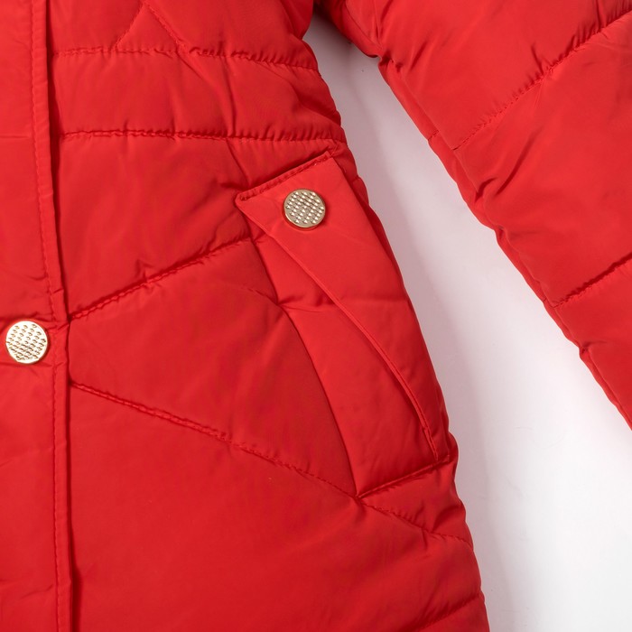 Куртка удлиненная для девочки "Золотые пуговки", рост 116-122 см, цвет красный