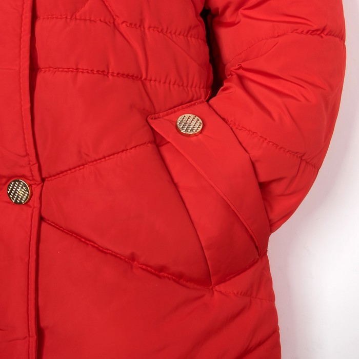 Куртка удлиненная для девочки "Золотые пуговки", рост 116-122 см, цвет красный