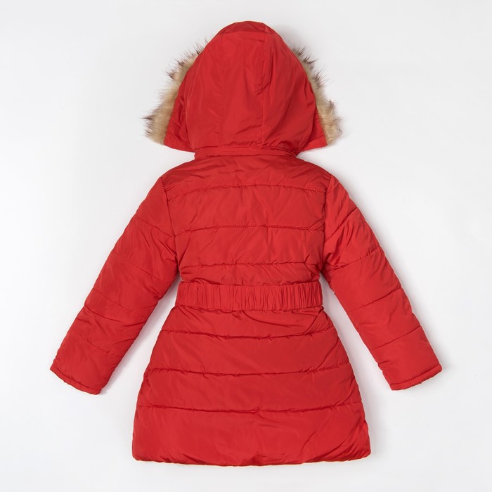 Куртка удлиненная для девочки "Золотые пуговки", рост 116-122 см, цвет красный