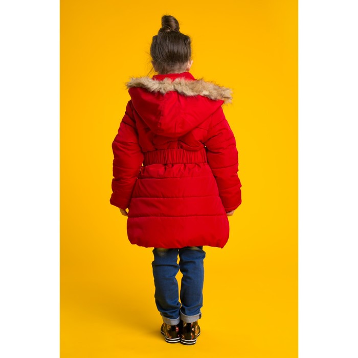 Куртка удлиненная для девочки "Золотые пуговки", рост 116-122 см, цвет красный