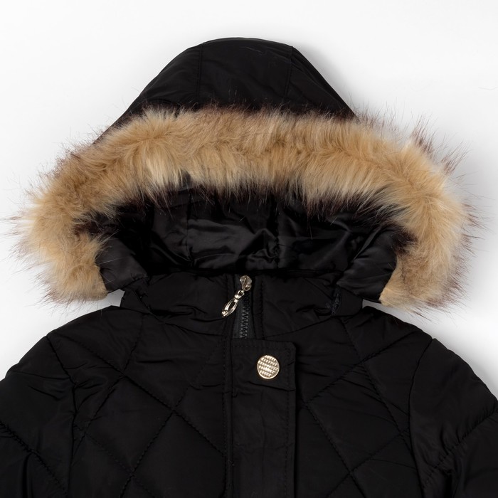 Куртка удлиненная для девочки "Золотые пуговки", рост 122-128 см, цвет чёрный