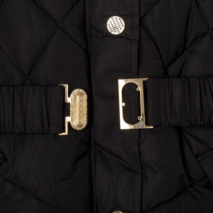 Куртка удлиненная для девочки "Золотые пуговки", рост 122-128 см, цвет чёрный