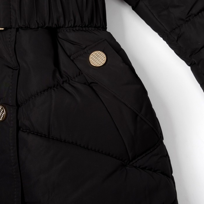 Куртка удлиненная для девочки "Золотые пуговки", рост 122-128 см, цвет чёрный