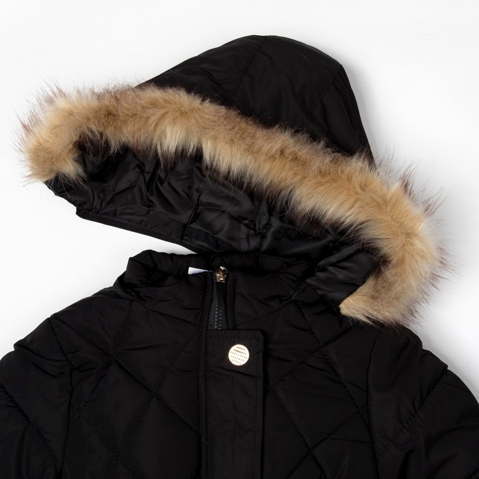 Куртка удлиненная для девочки "Золотые пуговки", рост 122-128 см, цвет чёрный