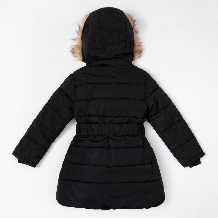 Куртка удлиненная для девочки "Золотые пуговки", рост 122-128 см, цвет чёрный