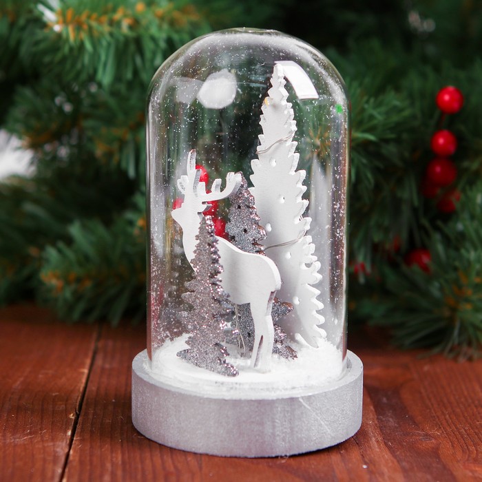 Декор с подсветкой в стекле "Лесной олень"