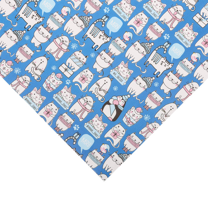 Бумага упаковочная глянцевая «Весёлые коты», 50 х 70 см