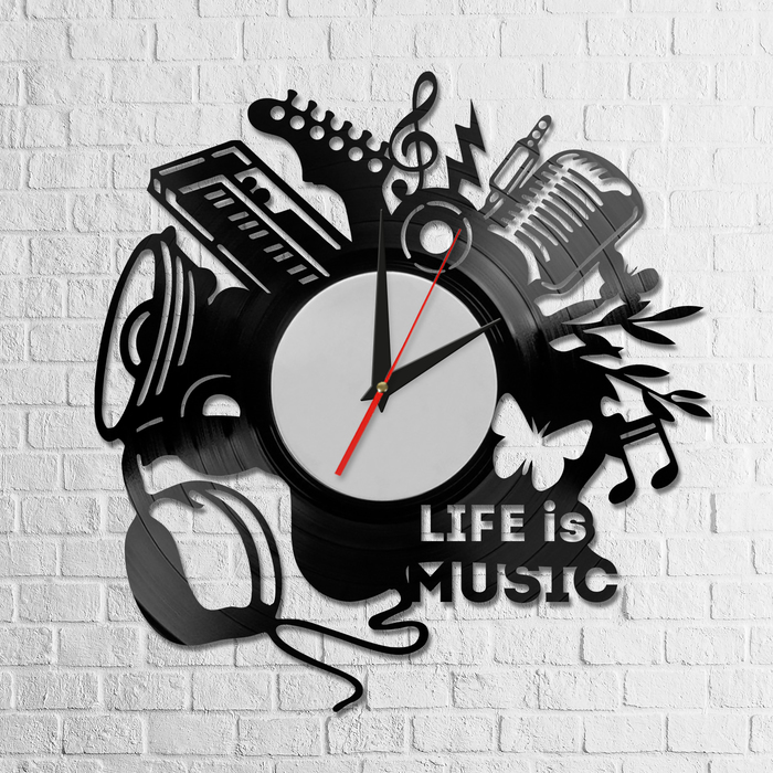 Часы из виниловой пластинки "Жизнь - это музыка"