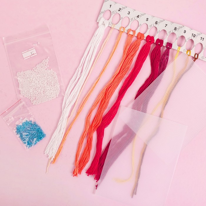 Вышивка на пластиковой канве "Шар. Морозный рубин" 9*9 см