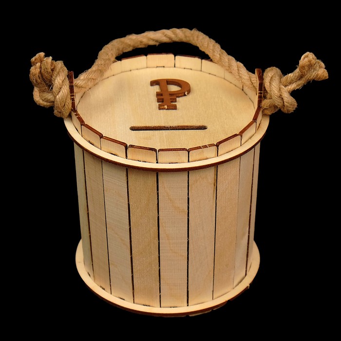 Копилка деревянная "Ведро", 13,5х12 см