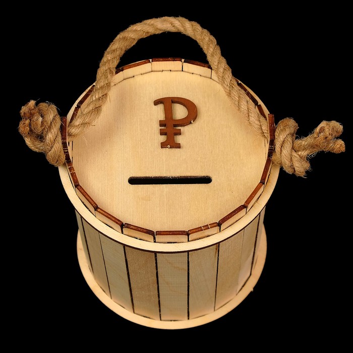 Копилка деревянная "Ведро", 13,5х12 см