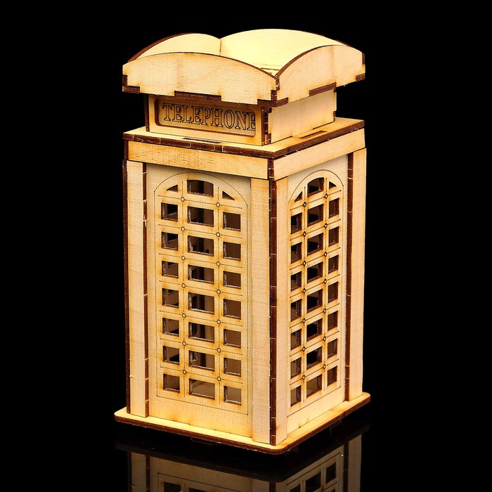 Копилка деревянная "Телефонная будка", 19 см