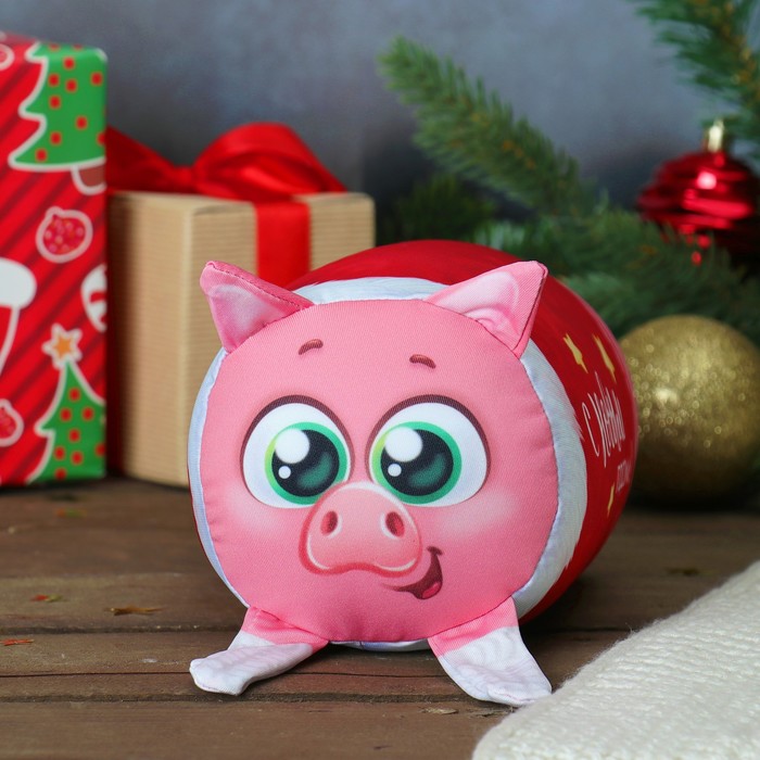 Мягкая игрушка-антистресс валик "С Новым годом" свинка
