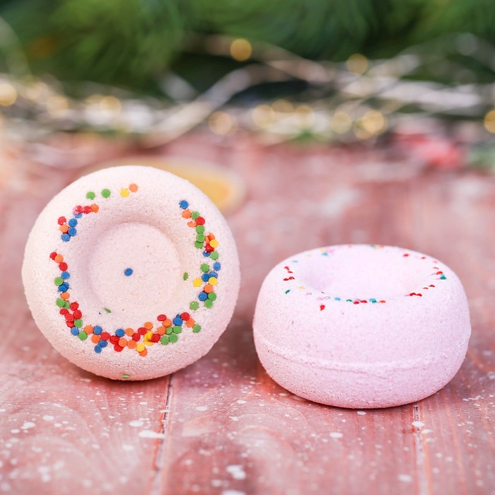 Детские бомбочки для ванны в виде пончиков "Сказочного года!" с ароматом апельсина и малины