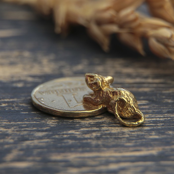 Сувениры из латуни "Мышка держит монету"