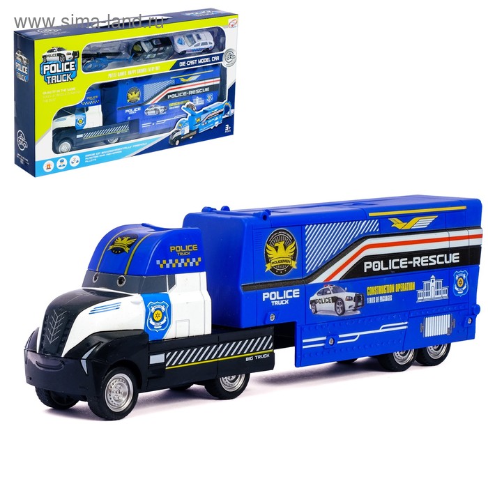 Грузовик инерционный «Полиция», 3 металлические машины в комплекте грузовик инерционный перевозчик 3 металлические машины в комплекте